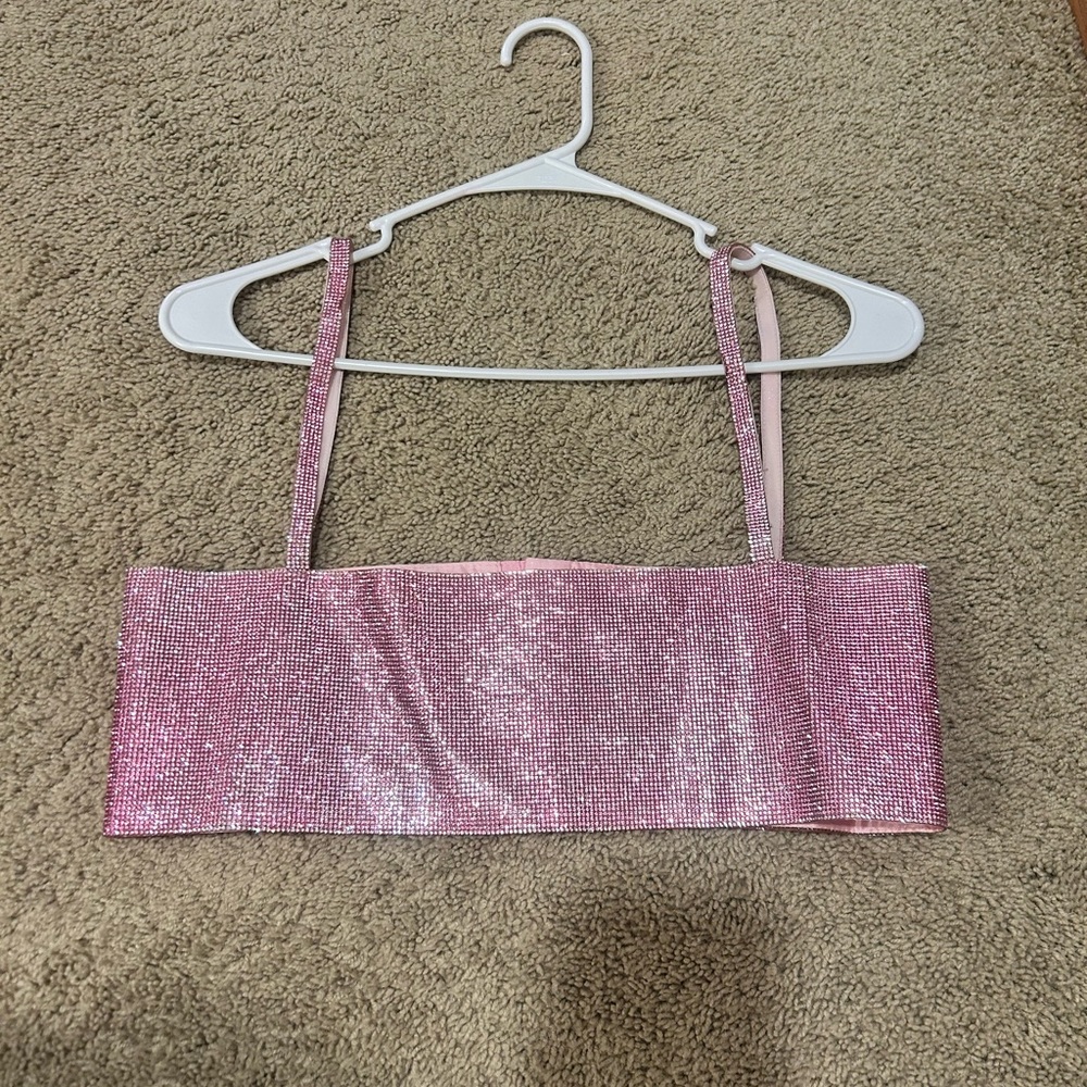 White Fox Bedazzled Crop Top